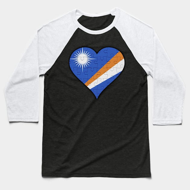 Marshallese Jigsaw Puzzle Heart Design - Gift for Marshallese With Marshall Island Roots Baseball T-Shirt by Country Flags